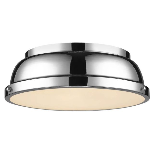 Golden Lighting Duncan 14 Inch Flush Mount In Chrome with Chrome Shade - 3602-14 CH-CH